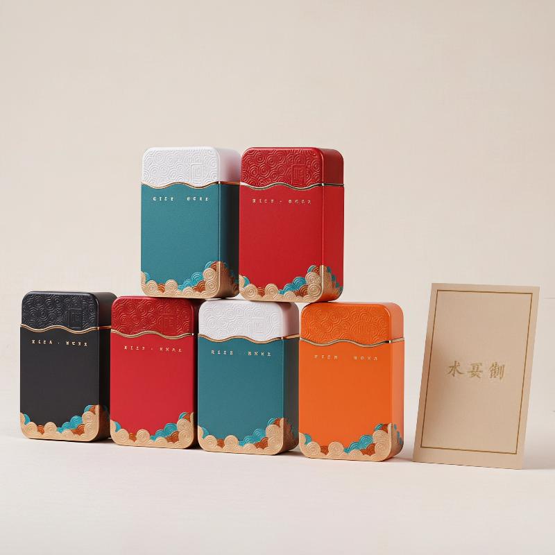 無毒の長方形波型模様金属製茶葉収納箱、小型で持ち運び可能な茶 - Food Storage Safe のレビューと価格