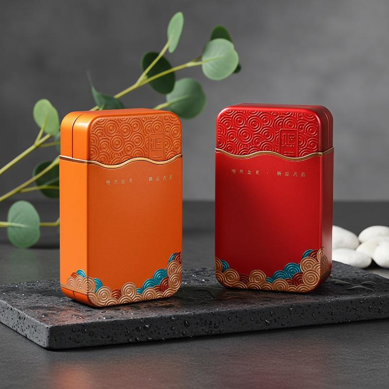 無毒の長方形波型模様金属製茶葉収納箱、小型で持ち運び可能な茶 - Food Storage Safe のレビューと価格