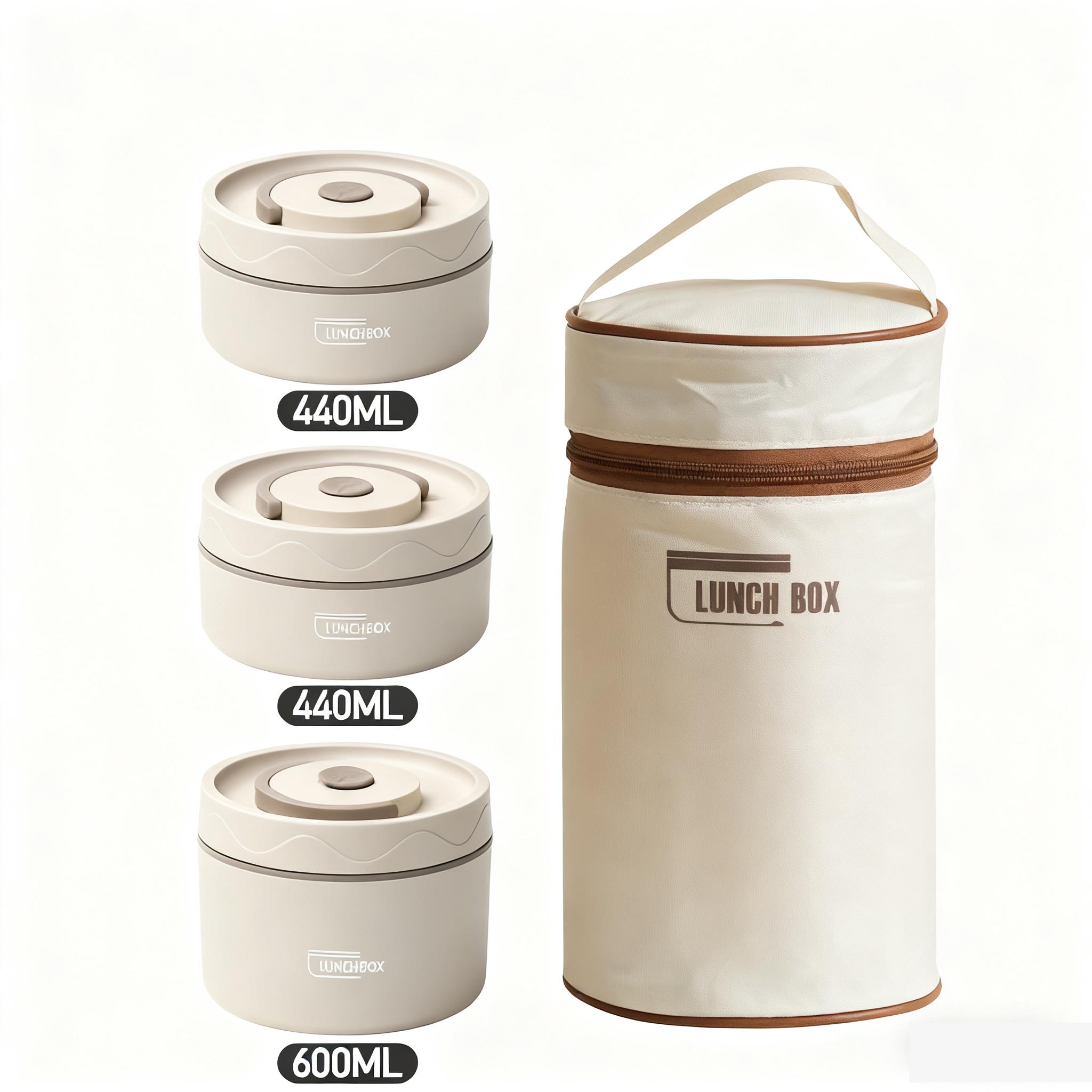 携帯用3ピースステンレス製ランチボックスセット、断熱バッグ付 - Food Storage Reusable Bags のレビューと価格