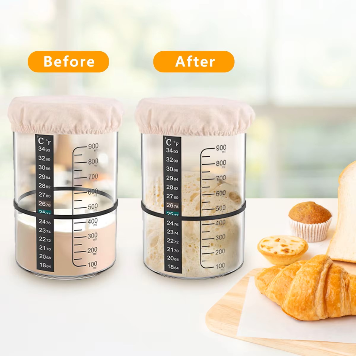 1500/900ml サワードウスタータージャーセット 透明 - Food Storage Glass Set のレビューと価格