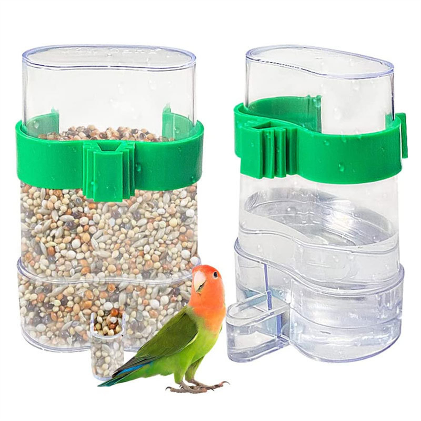 鳥水飲みフィーダーコンテナ自動ペットフィーダー鳥かご吊りボウ - Portion Control Container のレビューと価格