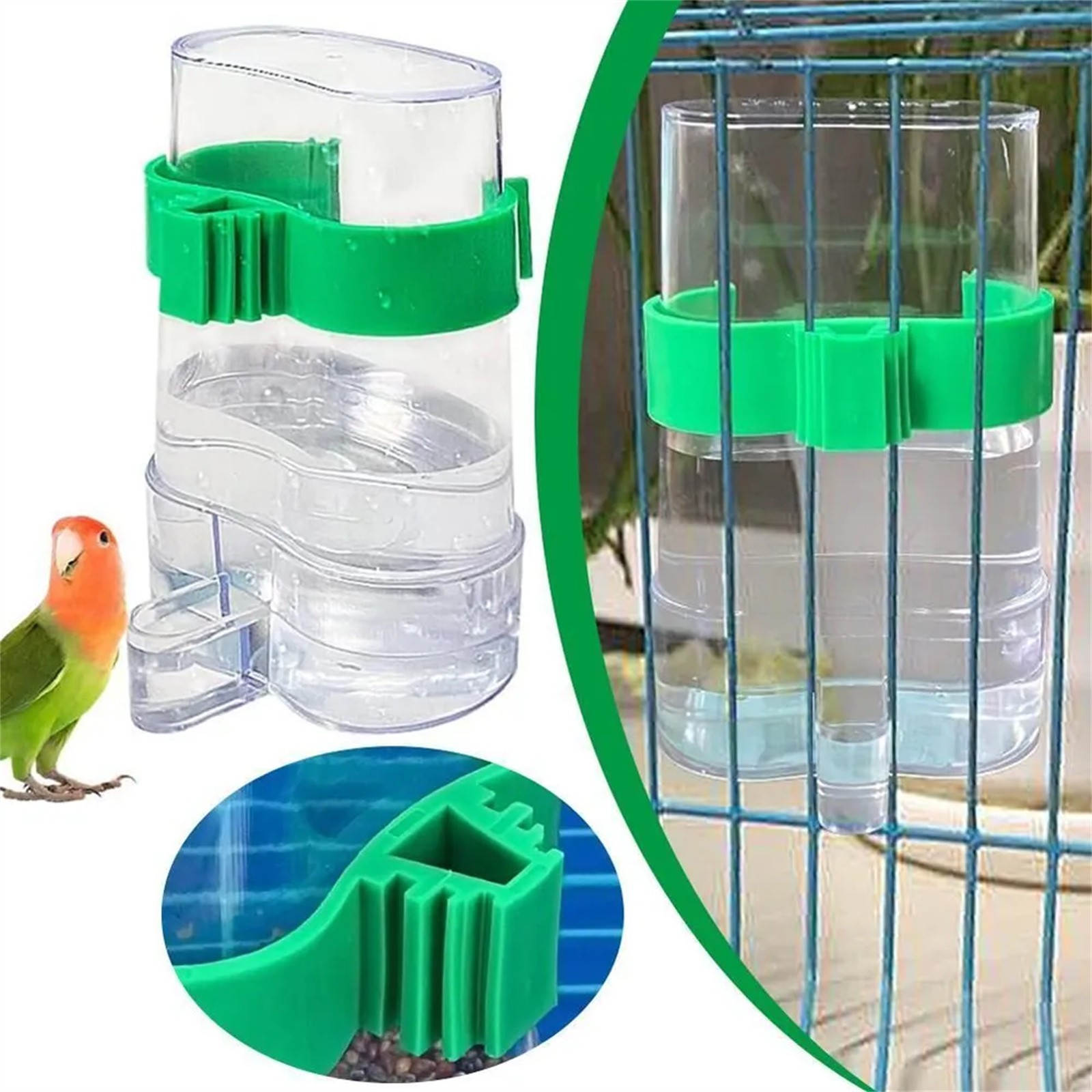 鳥水飲みフィーダーコンテナ自動ペットフィーダー鳥かご吊りボウ - Portion Control Container のレビューと価格