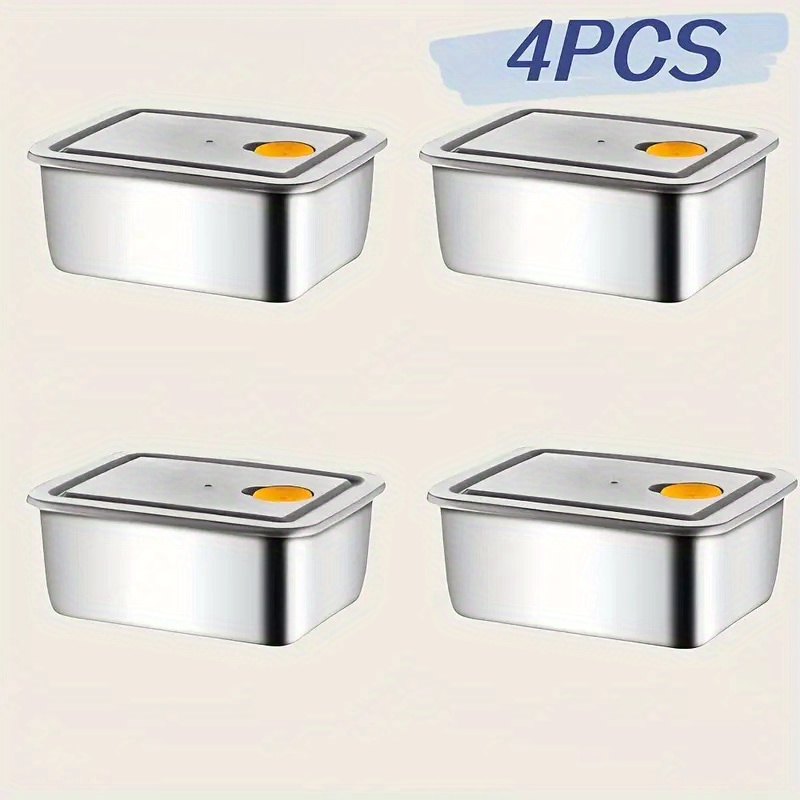 4個入りステンレス製食品保存容器セット - 厚手で漏れ防止、 - Food Storage In Pantry のレビューと価格