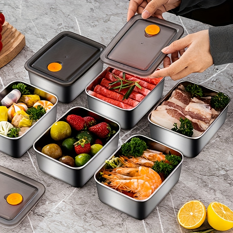 4個入りステンレス製食品保存容器セット - 厚手で漏れ防止、 - Food Storage In Pantry のレビューと価格