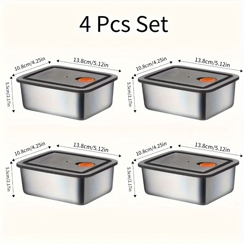 4個入りステンレス製食品保存容器セット - 厚手で漏れ防止、 - Food Storage In Pantry のレビューと価格