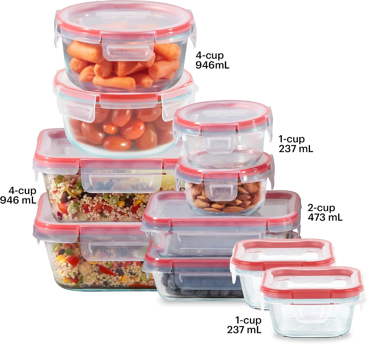 フレッシュロック（10個セット）混合サイズ気密ガラス食品保存 - Food Storage Glass Set のレビューと価格