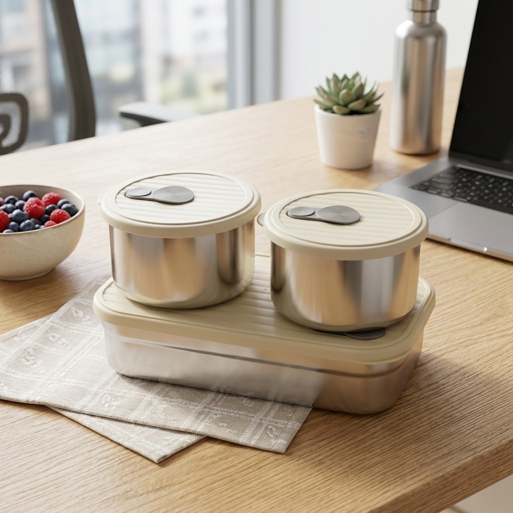 電子レンジ対応 304ステンレス製弁当箱セット 3コンパート - Food Storage Safe のレビューと価格
