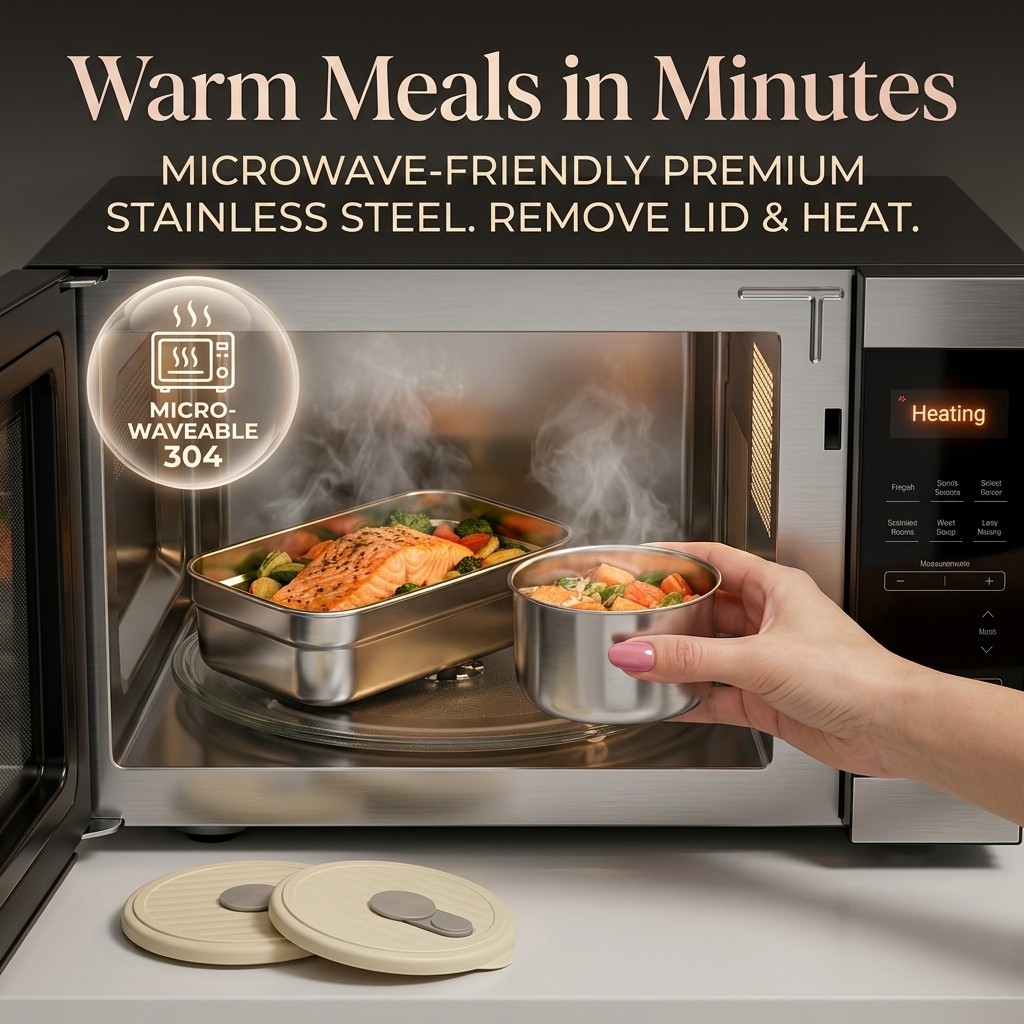 電子レンジ対応 304ステンレス製弁当箱セット 3コンパート - Food Storage Safe のレビューと価格