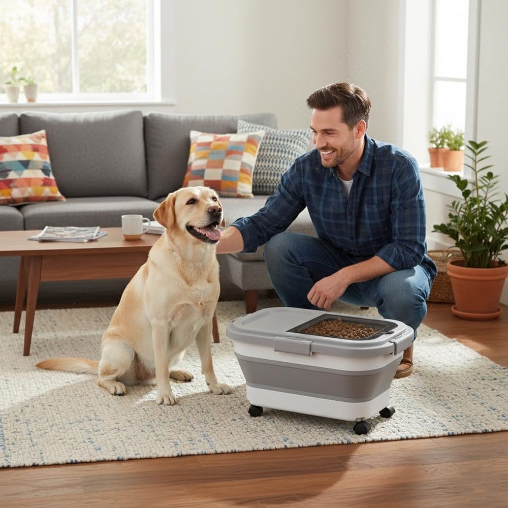 15ポンドの犬/猫用フード収納容器、折りたたみ式フード収納容 - Food Storage Dog のレビューと価格