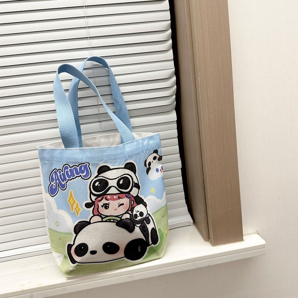 漫画動物柄キャンバスランチバッグ ポータブル弁当箱トートバッ - Food Storage Reusable Bags のレビューと価格