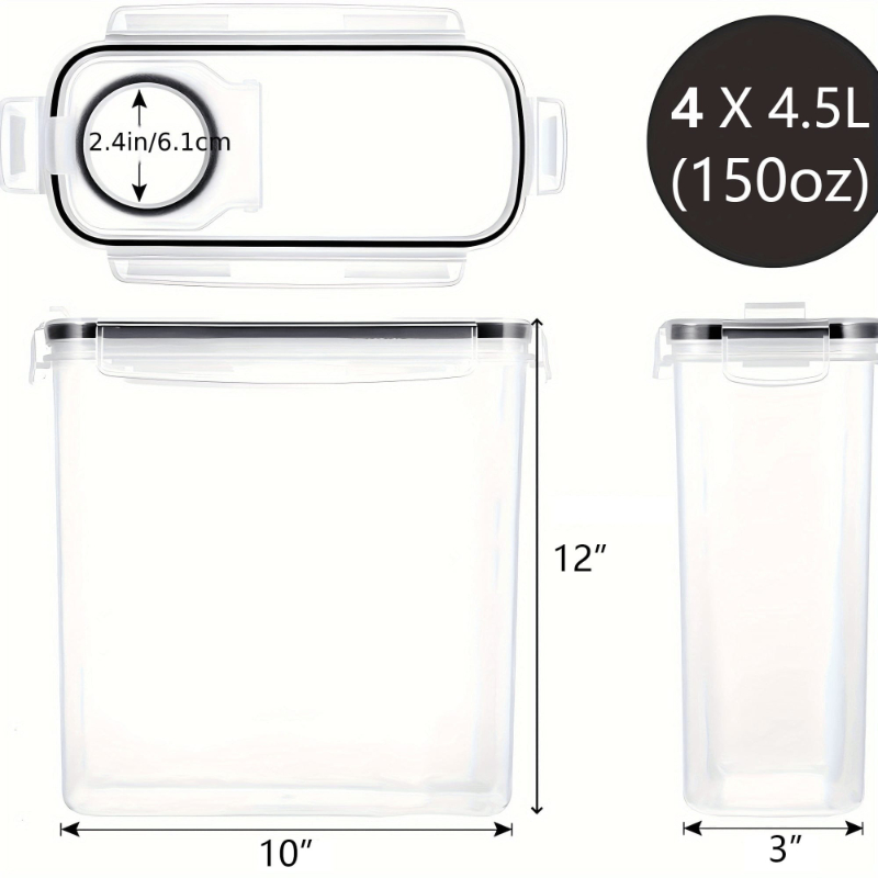 4個セット 密閉シリアル・乾燥食品保存容器 キッチンパントリ - Food Storage In Pantry のレビューと価格