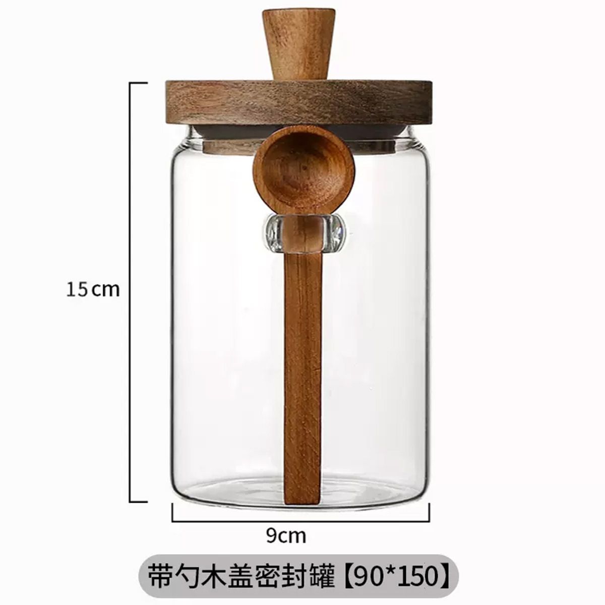 気密性のある木製蓋とスプーン付きのガラス製保存容器、コーヒー - Food Storage Glass Set のレビューと価格