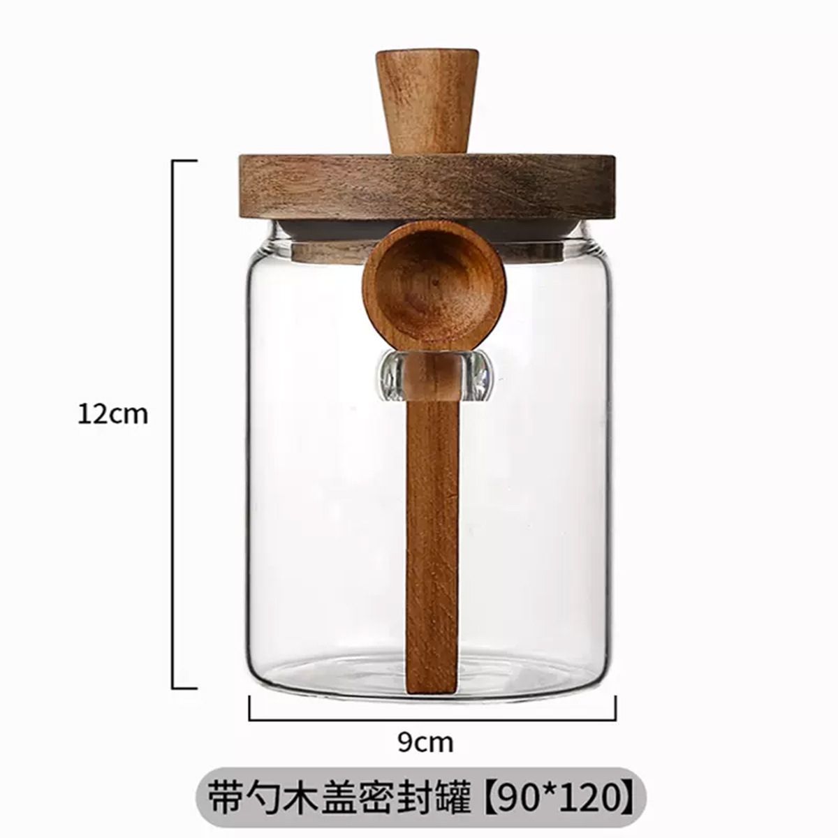 気密性のある木製蓋とスプーン付きのガラス製保存容器、コーヒー - Food Storage Glass Set のレビューと価格