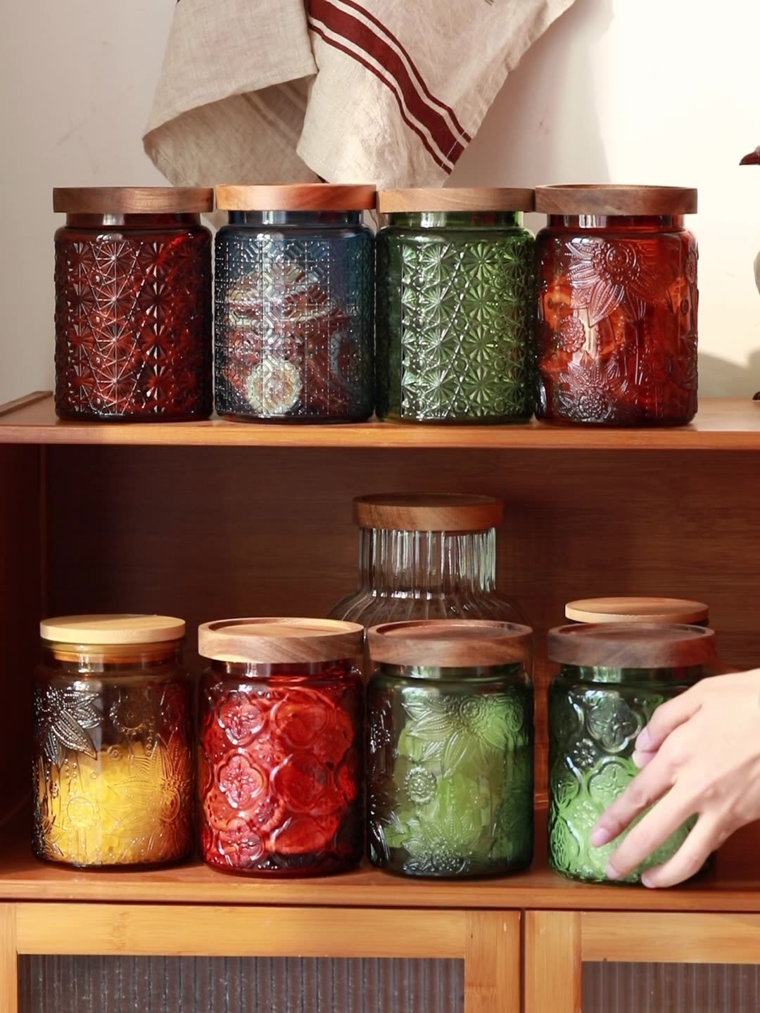木製の蓋付きのガラス製収納ジャー,気密,ヴィンテージ,クッキ - Food Storage In Pantry のレビューと価格