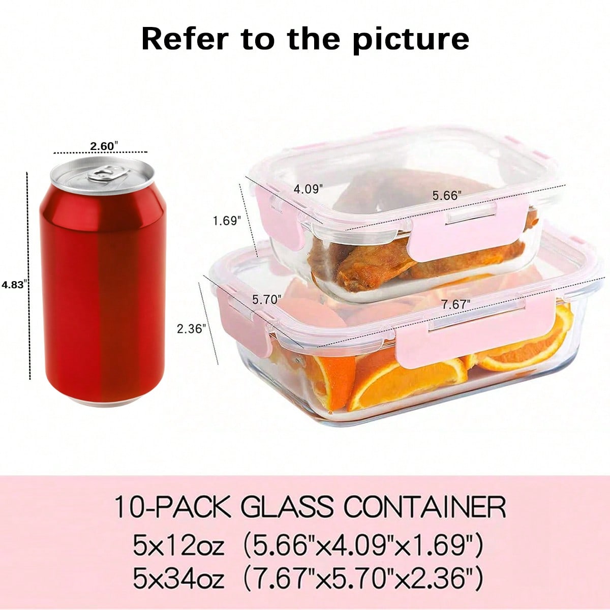10個セット ガラス製ミールプレップ容器 モダンな透明食品保 - Portion Control Container のレビューと価格