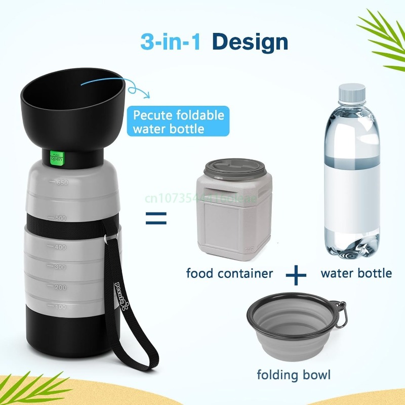 650ML犬用ウォーターボトル（150mlフードコンテナ付き - Portion Control Container のレビューと価格