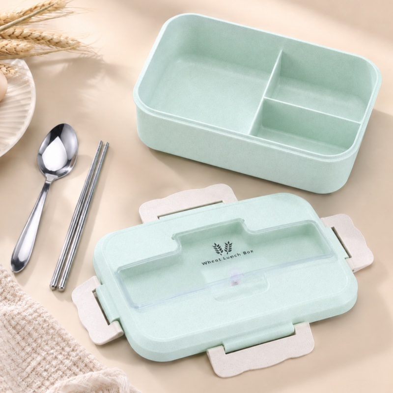 麦わら製ランチボックス、電子レンジ対応、携帯用弁当箱、食器付 - Food Storage Safe のレビューと価格